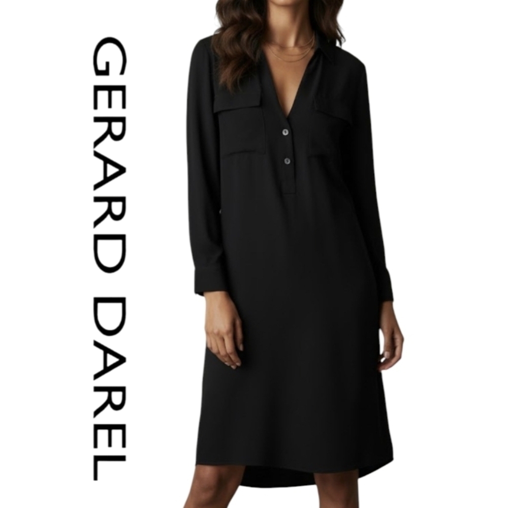 Gerard Darel Black Mini Dress Size 12 / 44 Black Sleek Clean Girl Quiet Luxury